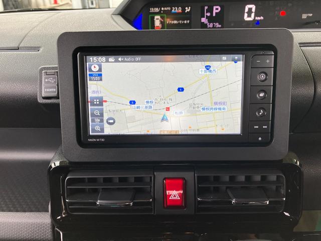 タントカスタムＲＳ　純正ナビゲーション　ドライブレコーダースマートアシスト・ＬＥＤヘッドライト・１５インチアルミホイール・両側パワースライドドア・ＵＳＢソケット・運転席助手席シートヒーター・レザー調Ｘフルファブリックシート・本革巻ステアリングホイール（山梨県）の中古車