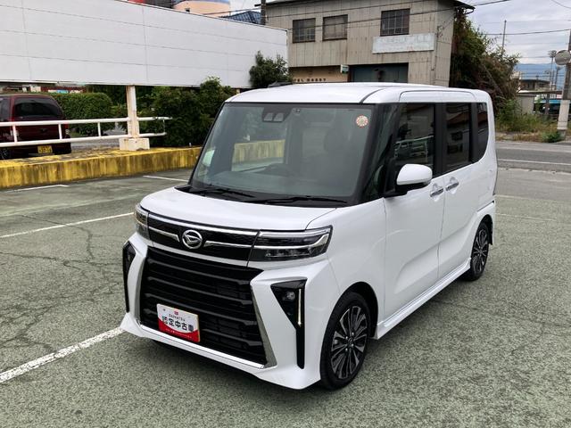 タントカスタムＲＳ　純正ナビゲーション　ドライブレコーダースマートアシスト・ＬＥＤヘッドライト・１５インチアルミホイール・両側パワースライドドア・ＵＳＢソケット・運転席助手席シートヒーター・レザー調Ｘフルファブリックシート・本革巻ステアリングホイール（山梨県）の中古車