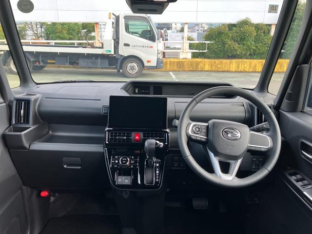 タントカスタムRS 純正ナビゲーション パノラマモニタースマートアシスト・LEDヘッドライト・15インチアルミホイール・両側パワースライドドア・USBソケット・運転席助手席シートヒーター・レザー調Xフルファブリックシート・本革巻ステアリングホイール(山梨県)の中古車