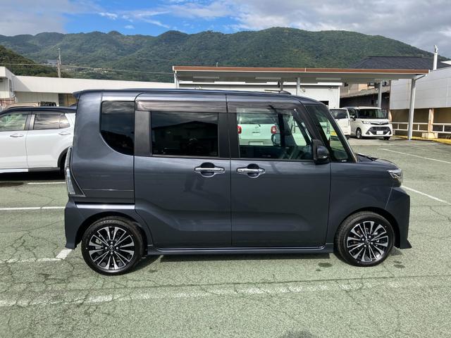 タントカスタムRS 純正ナビゲーション パノラマモニタースマートアシスト・LEDヘッドライト・15インチアルミホイール・両側パワースライドドア・USBソケット・運転席助手席シートヒーター・レザー調Xフルファブリックシート・本革巻ステアリングホイール(山梨県)の中古車