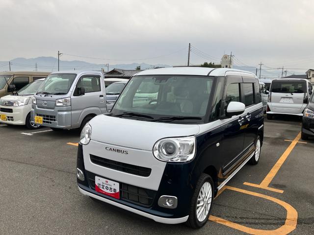 ムーヴキャンバスストライプスGターボ 4WD 10インチナビ1オーナー 4WD スマートキー エアバッグ ターボ ABS キーフリー プッシュ式エンジンスタートボタン 両電動スライドドア オートエアコン(山梨県)の中古車