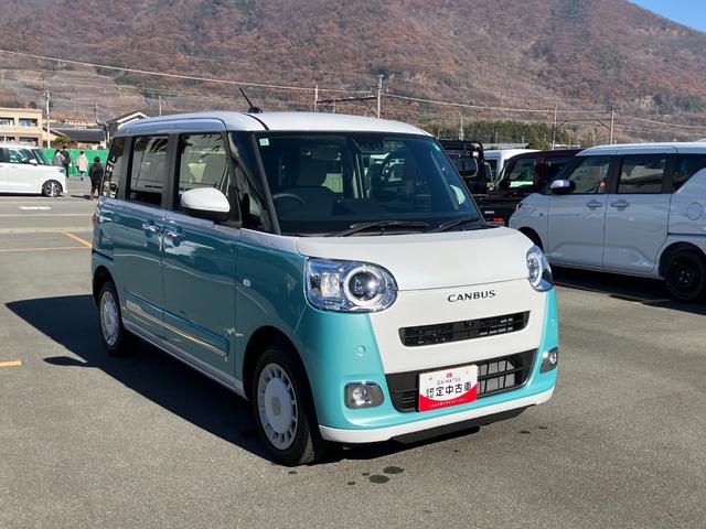 ムーヴキャンバスストライプスＧターボ　４ＷＤ　純正ナビ　パノラマモニター１オーナー　４ＷＤ　スマートキー　エアバッグ　ターボ　ＡＢＳ　キーフリー　両電動スライドドア　パワーウィンドウ　オートエアコン（山梨県）の中古車