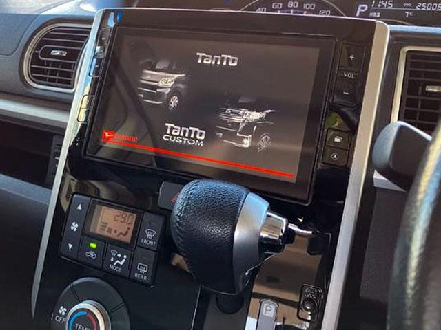 タントカスタムＲＳ　トップエディションＶＳ　ＳＡIII　純正ナビ１オーナー　レーンアシスト　オートハイビーム　記録簿　タ−ボ　キーフリー　スマートキー　アルミ　エアバッグ　ＡＢＳ　被害軽減ブレーキ　両電動スライドドアオートエアコン　パワーウィンドウ（山梨県）の中古車