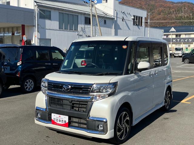 タントカスタムＲＳ　トップエディションＶＳ　ＳＡIII　純正ナビ１オーナー　レーンアシスト　オートハイビーム　記録簿　タ−ボ　キーフリー　スマートキー　アルミ　エアバッグ　ＡＢＳ　被害軽減ブレーキ　両電動スライドドアオートエアコン　パワーウィンドウ（山梨県）の中古車