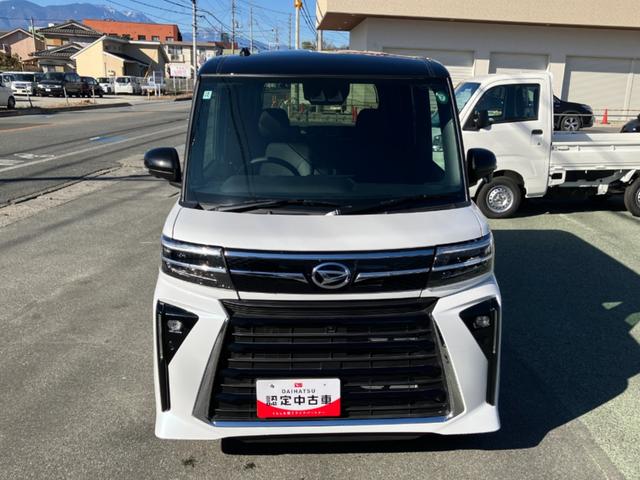 タントカスタムＲＳ　４ＷＤ　１０インチ純正ナビ　パノラマスマートアシスト・ＬＥＤヘッドライト・１５インチアルミホイール・両側パワースライドドア・ＵＳＢソケット・運転席助手席シートヒーター・レザー調Ｘフルファブリックシート・本革巻ステアリングホイール（山梨県）の中古車