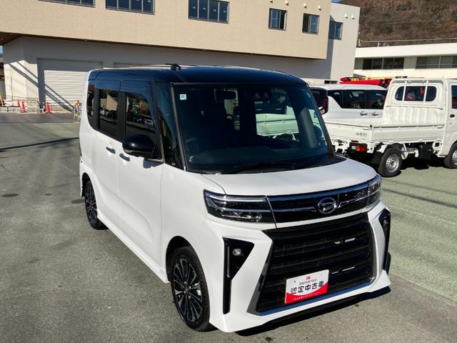 タントカスタムＲＳ　４ＷＤ　１０インチ純正ナビ　パノラマスマートアシスト・ＬＥＤヘッドライト・１５インチアルミホイール・両側パワースライドドア・ＵＳＢソケット・運転席助手席シートヒーター・レザー調Ｘフルファブリックシート・本革巻ステアリングホイール（山梨県）の中古車