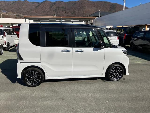 タントカスタムＲＳ　４ＷＤ　１０インチ純正ナビ　パノラマスマートアシスト・ＬＥＤヘッドライト・１５インチアルミホイール・両側パワースライドドア・ＵＳＢソケット・運転席助手席シートヒーター・レザー調Ｘフルファブリックシート・本革巻ステアリングホイール（山梨県）の中古車