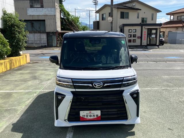 タントカスタムＲＳ　１０インチ純正ナビ　パノラマモニタースマートアシスト・ＬＥＤヘッドライト・１５インチアルミホイール・両側パワースライドドア・ＵＳＢソケット・運転席助手席シートヒーター・レザー調Ｘフルファブリックシート・本革巻ステアリングホイール（山梨県）の中古車