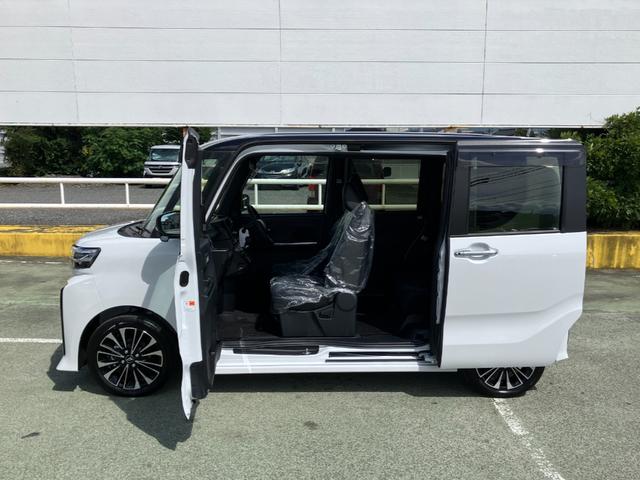 タントカスタムＲＳ　１０インチ純正ナビ　パノラマモニタースマートアシスト・ＬＥＤヘッドライト・１５インチアルミホイール・両側パワースライドドア・ＵＳＢソケット・運転席助手席シートヒーター・レザー調Ｘフルファブリックシート・本革巻ステアリングホイール（山梨県）の中古車