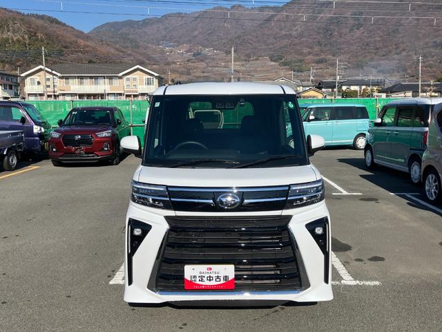 タントカスタムＲＳ　純正ナビゲーション　バックモニタースマートアシスト・ＬＥＤヘッドライト・１５インチアルミホイール・両側パワースライドドア・ＵＳＢソケット・運転席助手席シートヒーター・レザー調Ｘフルファブリックシート・本革巻ステアリングホイール（山梨県）の中古車