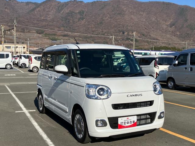 ムーヴキャンバスセオリーＧ　純正ナビ　バックモニター衝突軽減ブレーキ　ナビ　ワンオーナー　車線逸脱警報　キーフリー　エアバッグ　オートハイビーム　ＡＢＳ　記録簿　Ｓキー　両電動スライドドアパワーウィンドウ　オートエアコン（山梨県）の中古車