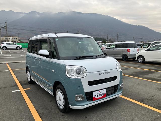 ムーヴキャンバスストライプスＧ　純正ナビゲーションナビ　スマートキープッシュスタート　キーフリーキー　ワンオーナー車　車線逸脱警報　運転席エアバック　オートハイビーム　ＡＢＳ　点検記録簿　エマージェンシーブレーキ（山梨県）の中古車