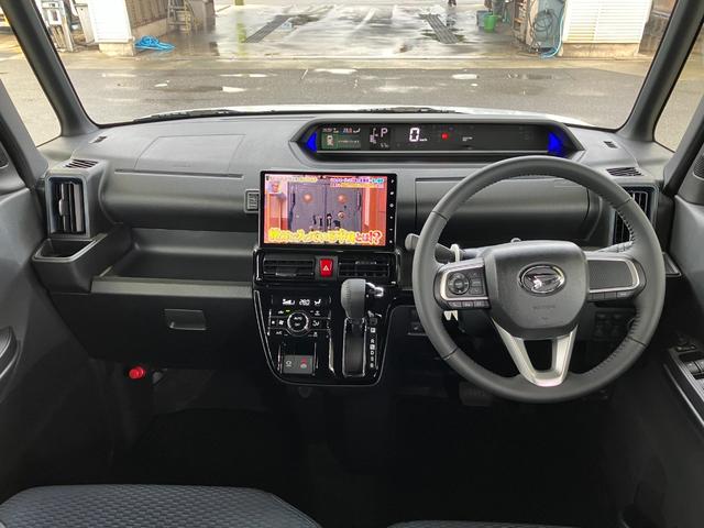 タントカスタムＲＳ　４ＷＤ　純正１０インチナビ　パノラマモニタースマートアシスト・ＬＥＤヘッドライト・１５インチアルミホイール・両側パワースライドドア・ＵＳＢソケット・運転席助手席シートヒーター・レザー調Ｘフルファブリックシート・本革巻ステアリングホイール（山梨県）の中古車