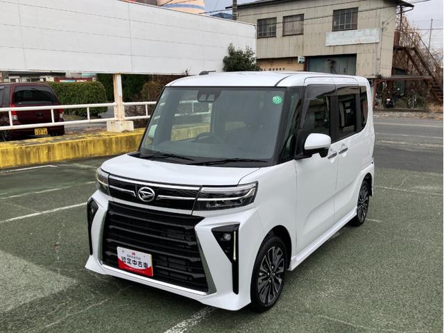 タントカスタムＲＳ　４ＷＤ　純正１０インチナビ　パノラマモニタースマートアシスト・ＬＥＤヘッドライト・１５インチアルミホイール・両側パワースライドドア・ＵＳＢソケット・運転席助手席シートヒーター・レザー調Ｘフルファブリックシート・本革巻ステアリングホイール（山梨県）の中古車