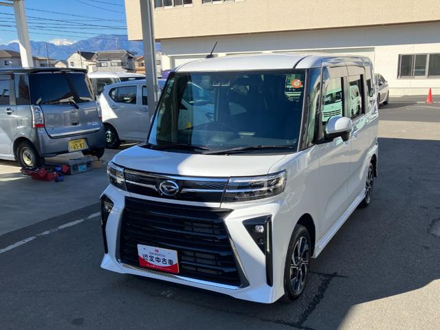 タントカスタムＸ　４ＷＤ　純正ナビ　パノラマモニタースマートアシスト・ＬＥＤヘッドランプ・プッシュエンジンスタート・１４インチアルミホイール・左側パワースライドドア・ＵＳＢソケット・オートエアコン・運転席助手席シートヒーター（山梨県）の中古車