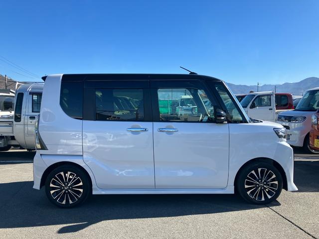 タントカスタムＲＳ　純正ナビゲーション　Ｂモニター　１年保証付きスマートアシスト・ＬＥＤヘッドライト・１５インチアルミホイール・両側パワースライドドア・ＵＳＢソケット・運転席助手席シートヒーター・レザー調Ｘフルファブリックシート・本革巻ステアリングホイール（山梨県）の中古車