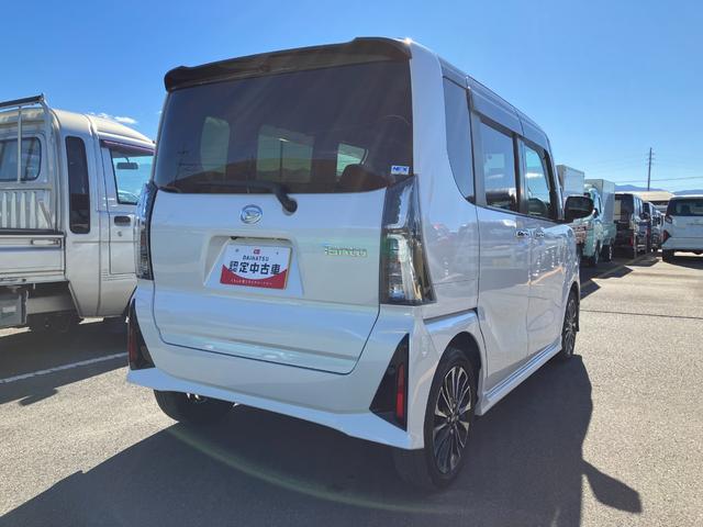 タントカスタムＲＳ　純正ナビゲーション　Ｂモニター　１年保証付きスマートアシスト・ＬＥＤヘッドライト・１５インチアルミホイール・両側パワースライドドア・ＵＳＢソケット・運転席助手席シートヒーター・レザー調Ｘフルファブリックシート・本革巻ステアリングホイール（山梨県）の中古車