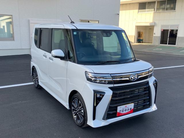 タントカスタムＲＳ　純正ナビゲーション　バックモニタースマートアシスト・ＬＥＤヘッドライト・１５インチアルミホイール・両側パワースライドドア・ＵＳＢソケット・運転席助手席シートヒーター・レザー調Ｘフルファブリックシート・本革巻ステアリングホイール（山梨県）の中古車