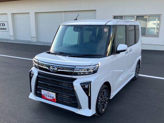 タントカスタムＲＳ　純正ナビゲーション　バックモニタースマートアシスト・ＬＥＤヘッドライト・１５インチアルミホイール・両側パワースライドドア・ＵＳＢソケット・運転席助手席シートヒーター・レザー調Ｘフルファブリックシート・本革巻ステアリングホイール（山梨県）の中古車