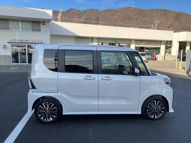 タントカスタムＲＳ　純正ナビゲーション　バックモニタースマートアシスト・ＬＥＤヘッドライト・１５インチアルミホイール・両側パワースライドドア・ＵＳＢソケット・運転席助手席シートヒーター・レザー調Ｘフルファブリックシート・本革巻ステアリングホイール（山梨県）の中古車