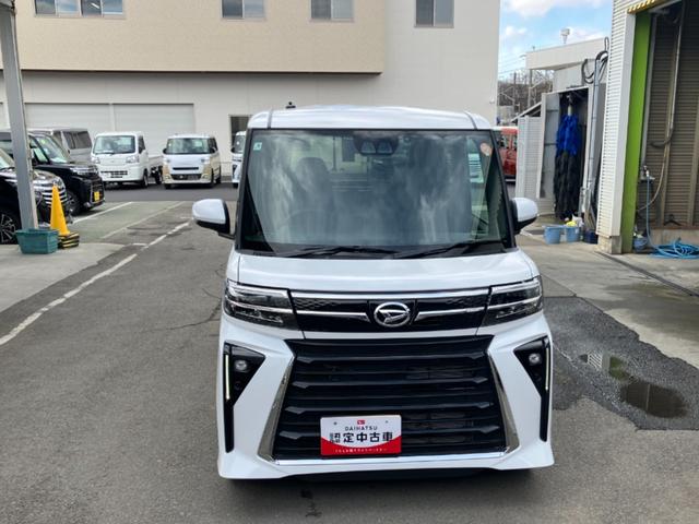 タントカスタムRS 純正ナビゲーション バックモニタースマートアシスト・LEDヘッドライト・15インチアルミホイール・両側パワースライドドア・USBソケット・運転席助手席シートヒーター・レザー調Xフルファブリックシート・本革巻ステアリングホイール(山梨県)の中古車