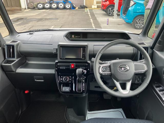 タントカスタムRS 純正ナビゲーション バックモニタースマートアシスト・LEDヘッドライト・15インチアルミホイール・両側パワースライドドア・USBソケット・運転席助手席シートヒーター・レザー調Xフルファブリックシート・本革巻ステアリングホイール(山梨県)の中古車