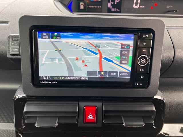 タントカスタムRS 純正ナビゲーション バックモニタースマートアシスト・LEDヘッドライト・15インチアルミホイール・両側パワースライドドア・USBソケット・運転席助手席シートヒーター・レザー調Xフルファブリックシート・本革巻ステアリングホイール(山梨県)の中古車