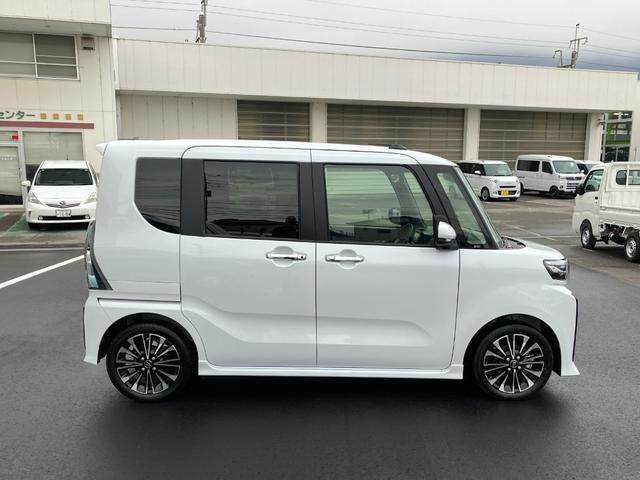 タントカスタムRS 純正ナビゲーション バックモニタースマートアシスト・LEDヘッドライト・15インチアルミホイール・両側パワースライドドア・USBソケット・運転席助手席シートヒーター・レザー調Xフルファブリックシート・本革巻ステアリングホイール(山梨県)の中古車