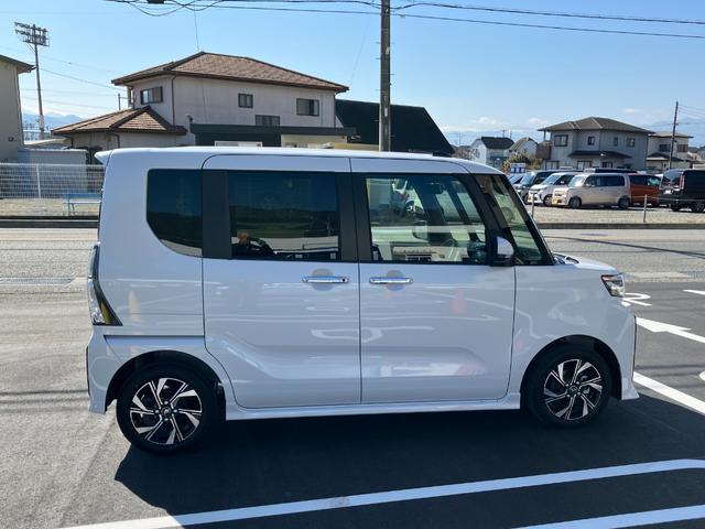 タントカスタムX 純正ナビゲーション バックモニタースマートアシスト・LEDヘッドライト・14インチアルミホイール・両側パワースライドドア・USBソケット・運転席助手席シートヒーター・レザー調Xフルファブリックシート(山梨県)の中古車