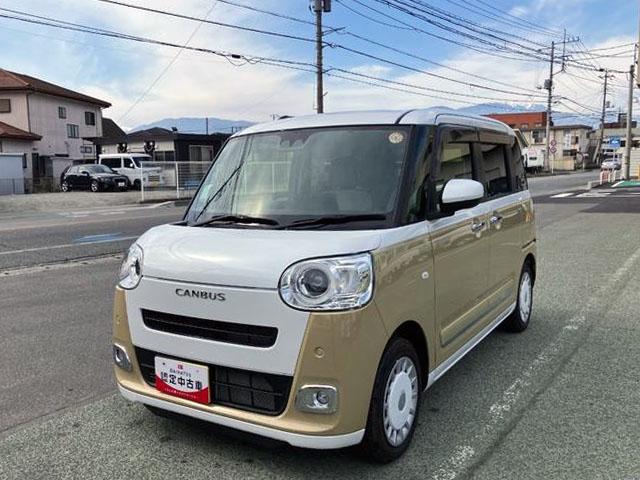 ムーヴキャンバスストライプスG 純正ナビゲーション バックモニター前後誤発進抑制 点検記録簿付 プッシュスタートスマートキー ナビ 車線逸脱警告 ワンオーナー キーフリー オートハイビーム 運転席エアバック ABS(山梨県)の中古車