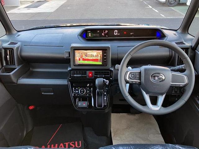 タントカスタムRS 4WD 純正ナビ バックモニタースマートアシスト・LEDヘッドライト・15インチアルミホイール・両側パワースライドドア・USBソケット・運転席助手席シートヒーター・レザー調Xフルファブリックシート・本革巻ステアリングホイール(山梨県)の中古車