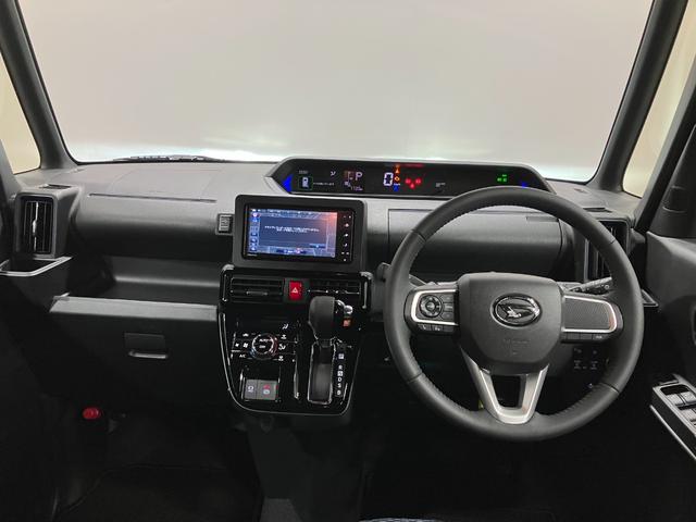 タントカスタムRS 純正ナビ 前後ドラレコスマートアシスト・LEDヘッドライト・15インチアルミホイール・両側パワースライドドア・USBソケット・運転席助手席シートヒーター・レザー調Xフルファブリックシート・本革巻ステアリングホイール(山梨県)の中古車