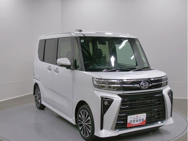 タントカスタムRS 純正ナビ 前後ドラレコスマートアシスト・LEDヘッドライト・15インチアルミホイール・両側パワースライドドア・USBソケット・運転席助手席シートヒーター・レザー調Xフルファブリックシート・本革巻ステアリングホイール(山梨県)の中古車