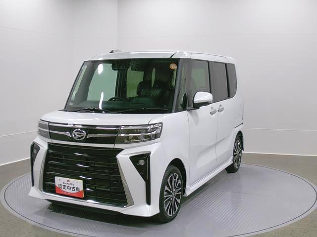 タントカスタムRS 純正ナビ 前後ドラレコスマートアシスト・LEDヘッドライト・15インチアルミホイール・両側パワースライドドア・USBソケット・運転席助手席シートヒーター・レザー調Xフルファブリックシート・本革巻ステアリングホイール(山梨県)の中古車