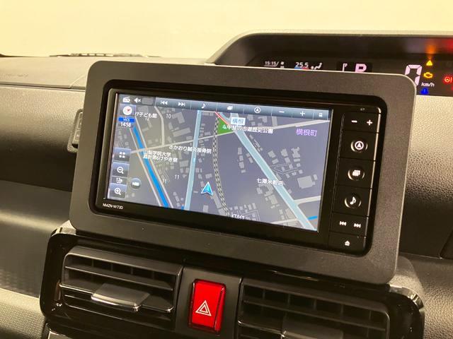 タントカスタムRS 純正ナビゲーション パノラマモニタースマートアシスト・LEDヘッドライト・15インチアルミホイール・両側パワースライドドア・USBソケット・運転席助手席シートヒーター・レザー調Xフルファブリックシート・本革巻ステアリングホイール(山梨県)の中古車