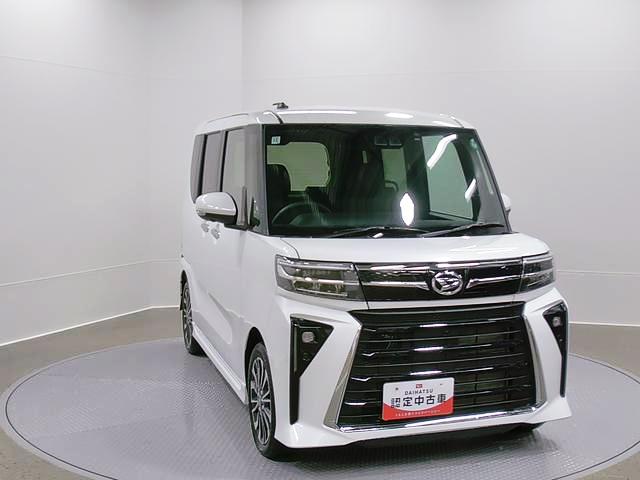 タントカスタムRS 純正ナビゲーション パノラマモニタースマートアシスト・LEDヘッドライト・15インチアルミホイール・両側パワースライドドア・USBソケット・運転席助手席シートヒーター・レザー調Xフルファブリックシート・本革巻ステアリングホイール(山梨県)の中古車