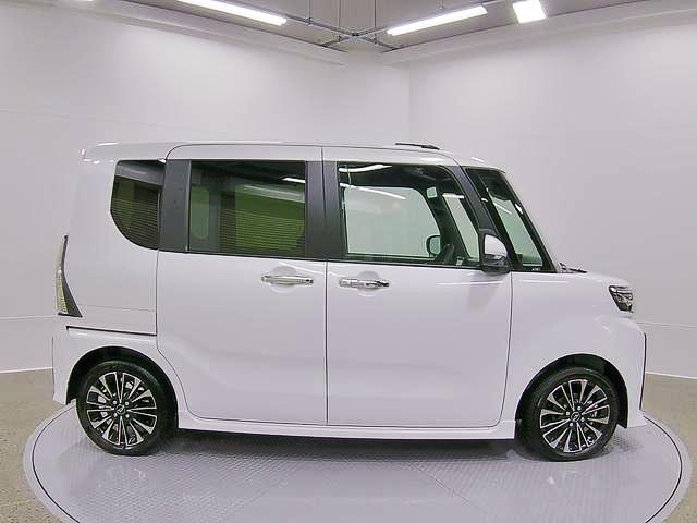 タントカスタムRS 純正ナビゲーション パノラマモニタースマートアシスト・LEDヘッドライト・15インチアルミホイール・両側パワースライドドア・USBソケット・運転席助手席シートヒーター・レザー調Xフルファブリックシート・本革巻ステアリングホイール(山梨県)の中古車