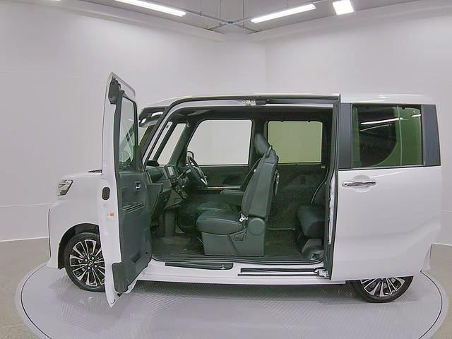 タントカスタムRS 純正ナビゲーション パノラマモニタースマートアシスト・LEDヘッドライト・15インチアルミホイール・両側パワースライドドア・USBソケット・運転席助手席シートヒーター・レザー調Xフルファブリックシート・本革巻ステアリングホイール(山梨県)の中古車