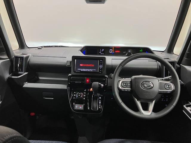 タントカスタムＲＳリミテッド　純正ナビ　パノラマモニタースマートアシスト・ＬＥＤヘッドライト・１５インチアルミホイール・両側パワースライドドア・ＵＳＢソケット・運転席助手席シートヒーター・レザー調Ｘフルファブリックシート・本革巻ステアリングホイール（山梨県）の中古車