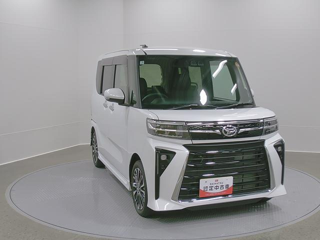 タントカスタムＲＳ　純正ナビゲーション　バックモニタースマートアシスト・ＬＥＤヘッドライト・１５インチアルミホイール・両側パワースライドドア・ＵＳＢソケット・運転席助手席シートヒーター・レザー調Ｘフルファブリックシート・本革巻ステアリングホイール（山梨県）の中古車