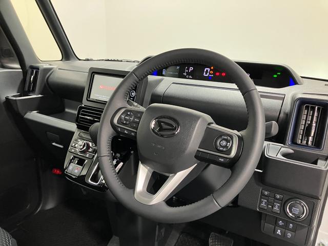 タントカスタムＲＳリミテッド　４ＷＤ　純正ナビ　パノラマモニタースマートアシスト・ＬＥＤヘッドライト・１５インチアルミホイール・両側パワースライドドア・ＵＳＢソケット・運転席助手席シートヒーター・レザー調Ｘフルファブリックシート・本革巻ステアリングホイール（山梨県）の中古車