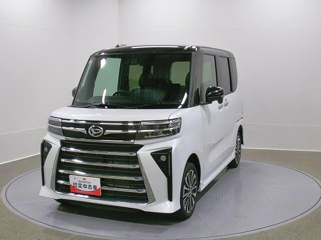 タントカスタムＲＳリミテッド　４ＷＤ　純正ナビ　パノラマモニタースマートアシスト・ＬＥＤヘッドライト・１５インチアルミホイール・両側パワースライドドア・ＵＳＢソケット・運転席助手席シートヒーター・レザー調Ｘフルファブリックシート・本革巻ステアリングホイール（山梨県）の中古車