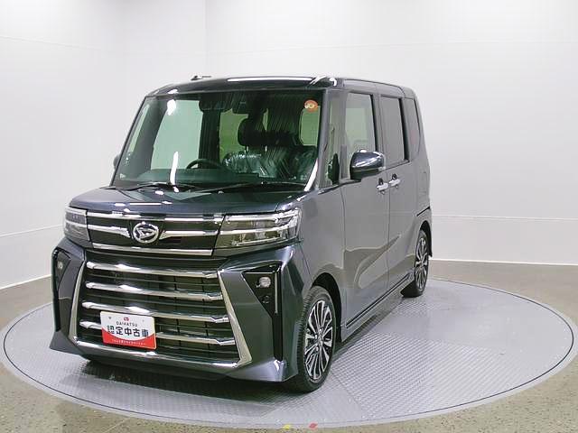 タントカスタムＲＳリミテッド　純正ナビスマートアシスト・ＬＥＤヘッドライト・１５インチアルミホイール・両側パワースライドドア・ＵＳＢソケット・運転席助手席シートヒーター・レザー調Ｘフルファブリックシート・本革巻ステアリングホイール（山梨県）の中古車
