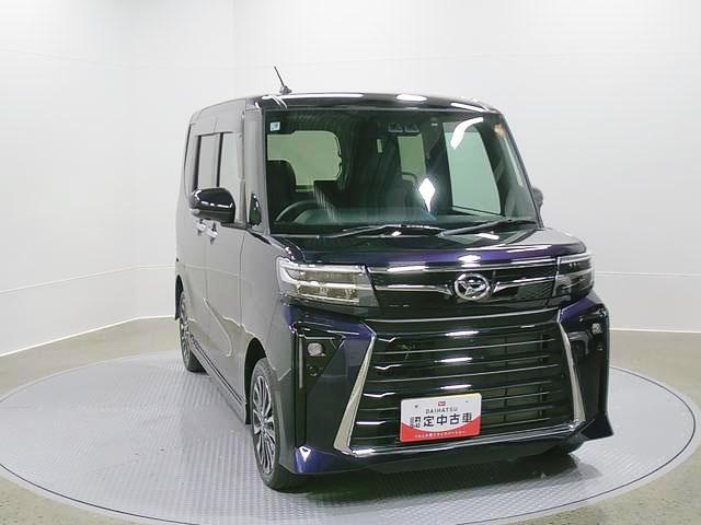 タントカスタムRS 4WD 純正ナビ パノラマモニタースマートアシスト・LEDヘッドライト・15インチアルミホイール・両側パワースライドドア・USBソケット・運転席助手席シートヒーター・レザー調Xフルファブリックシート・本革巻ステアリングホイール(山梨県)の中古車