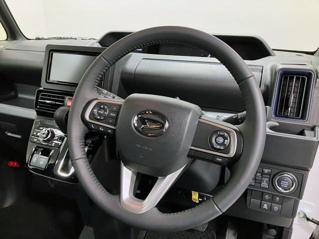 タントカスタムＲＳリミテッド　４ＷＤ　純正ナビ　パノラマモニタースマートアシスト・ＬＥＤヘッドライト・１５インチアルミホイール・両側パワースライドドア・ＵＳＢソケット・運転席助手席シートヒーター・レザー調Ｘフルファブリックシート・本革巻ステアリングホイール（山梨県）の中古車