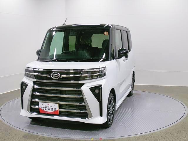タントカスタムＲＳリミテッド　４ＷＤ　純正ナビ　パノラマモニタースマートアシスト・ＬＥＤヘッドライト・１５インチアルミホイール・両側パワースライドドア・ＵＳＢソケット・運転席助手席シートヒーター・レザー調Ｘフルファブリックシート・本革巻ステアリングホイール（山梨県）の中古車