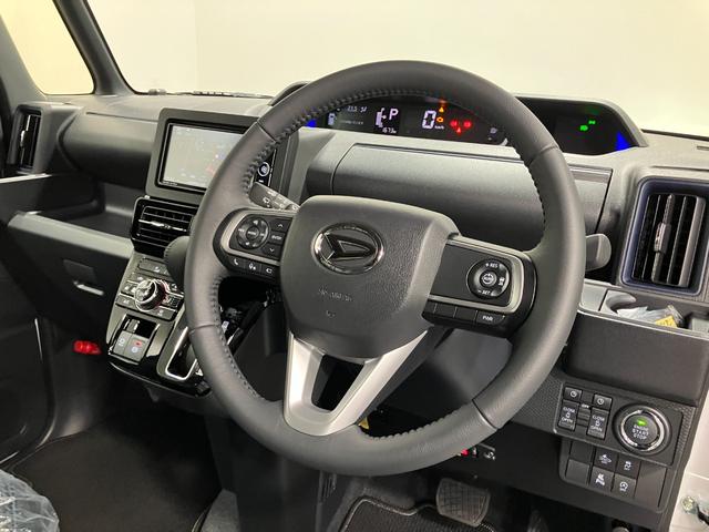 タントカスタムＲＳリミテッド　４ＷＤ　純正ナビ　パノラマモニタースマートアシスト・ＬＥＤヘッドライト・１５インチアルミホイール・両側パワースライドドア・ＵＳＢソケット・運転席助手席シートヒーター・レザー調Ｘフルファブリックシート・本革巻ステアリングホイール（山梨県）の中古車