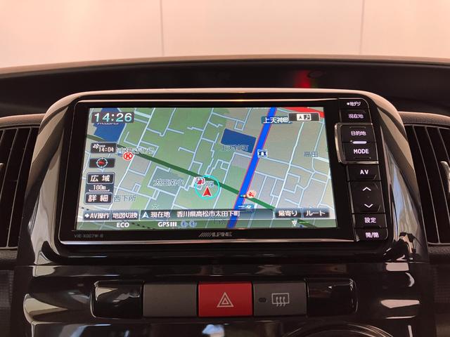 タントカスタムＲＳ　ターボ／社外ナビ／左側パワースライドドアワンオーナー　ターボ　社外ナビ　Ｂｌｕｅｔｏｏｔｈ接続　左側パワースライドドア　ＨＩＤ　電動格納ミラー　純正１５インチアルミホイール　スマートキー　アイドリングストップ　取扱説明書　メンテナンスノート（香川県）の中古車