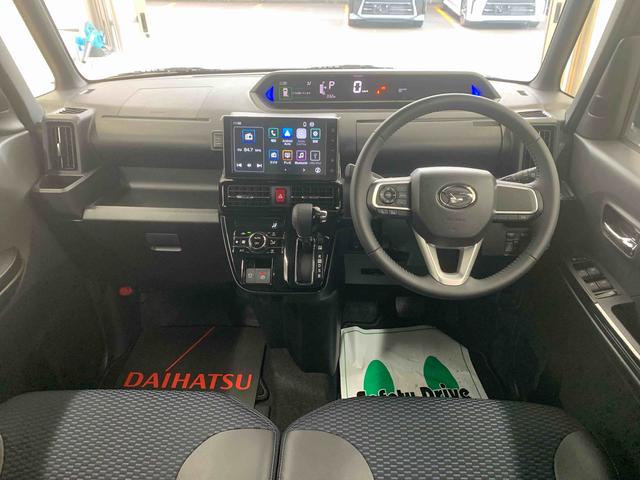 タント 中古車 カスタムＲＳ　ターボ　９型ディスプレイ　バックモニターまごころ保証（納車日から１年・走行距離無制限）付き　元当社社用車　ターボ　９インチスマホ連携ディスプレイオーディオ　バックカメラ　メッキパック装着　オートエアコン　シートヒーター　キーフリー