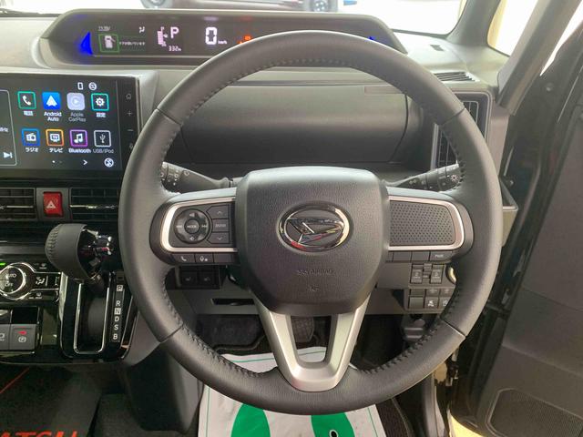 タントカスタムＲＳ　ターボ　９型ディスプレイ　バックモニターまごころ保証（納車日から１年・走行距離無制限）付き　元当社社用車　ターボ　９インチスマホ連携ディスプレイオーディオ　バックカメラ　メッキパック装着　オートエアコン　シートヒーター　キーフリー（静岡県）の中古車